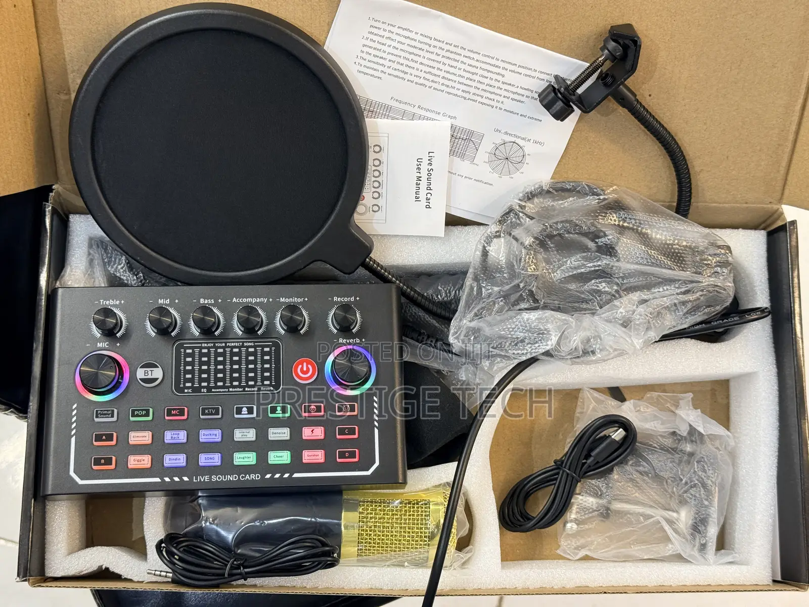 F009 Live Sound Card Set With Microphone, Bluetooth Audio Mixer
