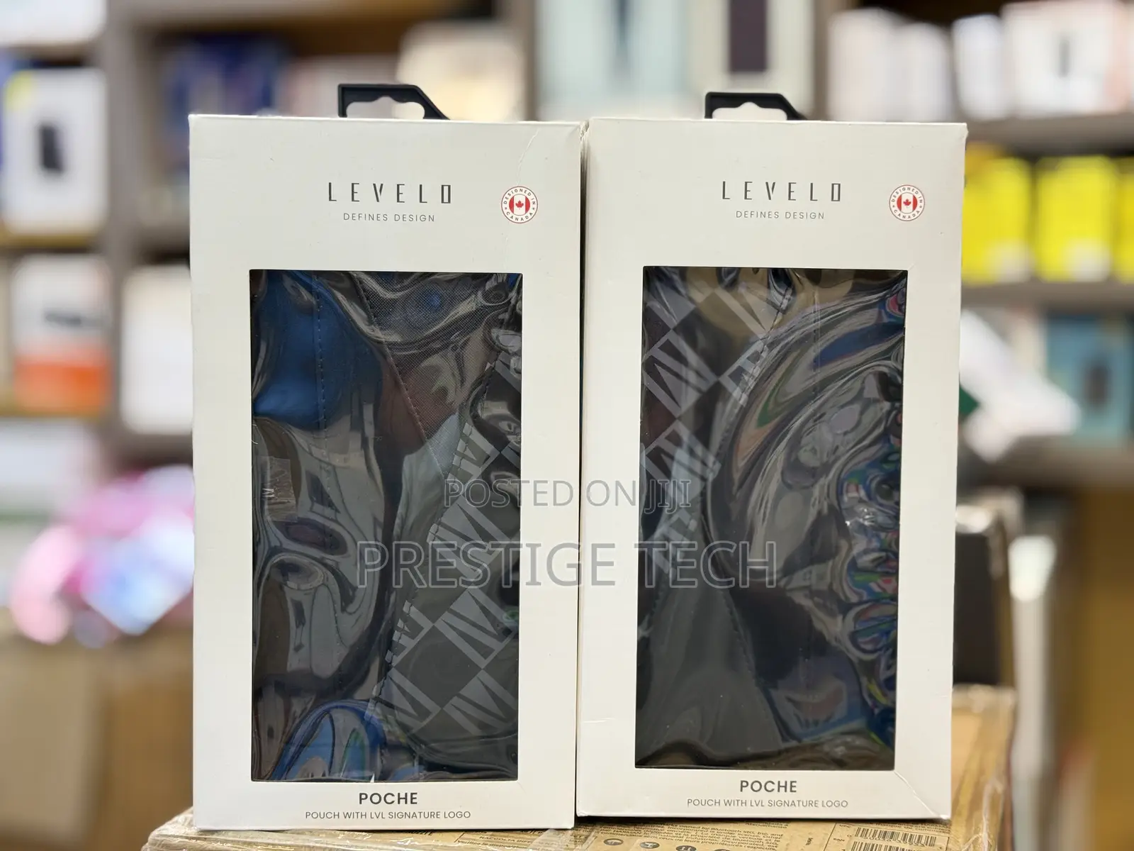 Levelo Poche Pouch Bag With LVL Signature Logo, 3 Zippers