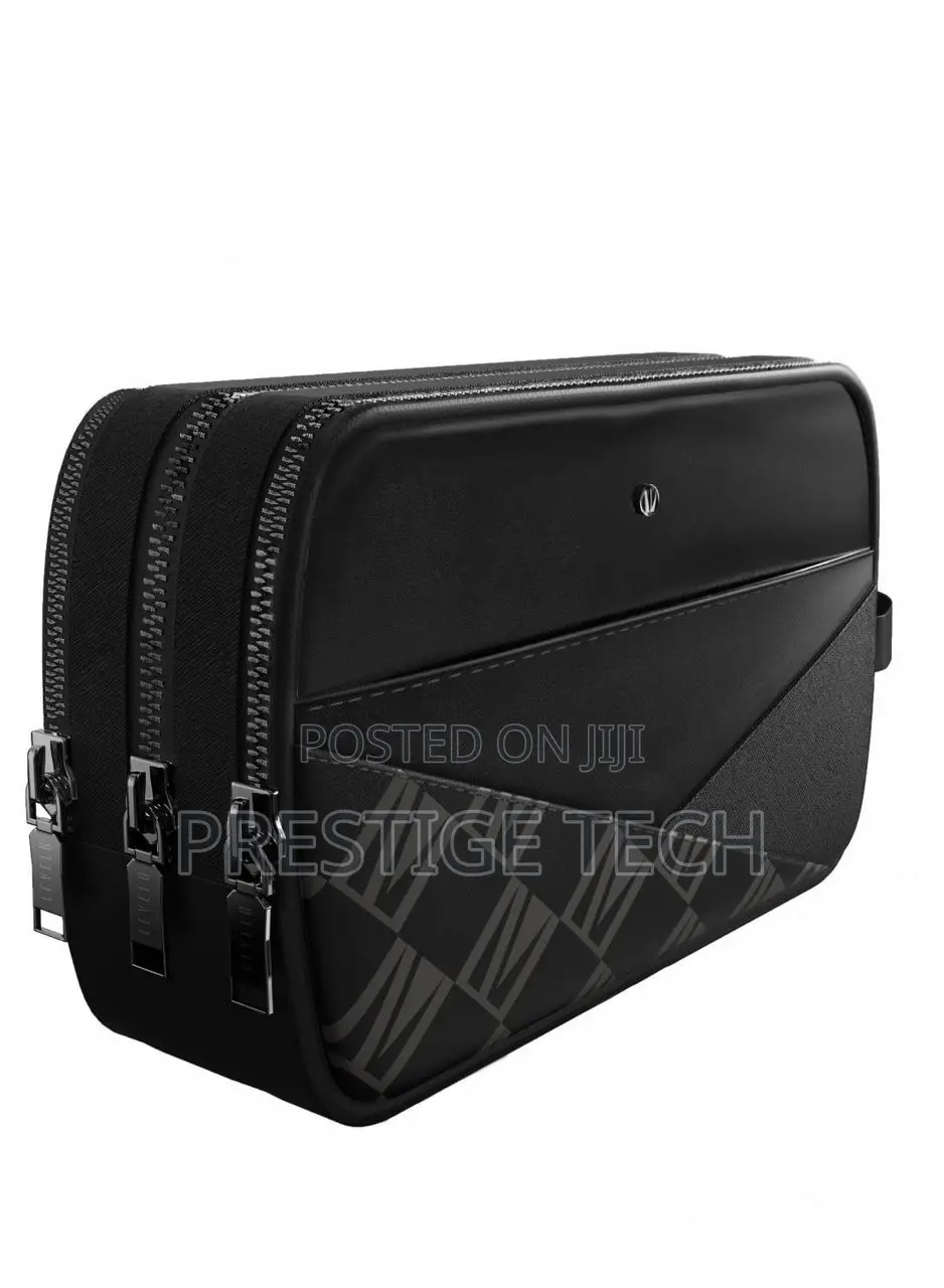 Levelo Poche Pouch Bag With LVL Signature Logo, 3 Zippers