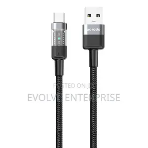Porodo Braided PD USB-A to USB-C Fast Charging, 1.2M Transparent Head