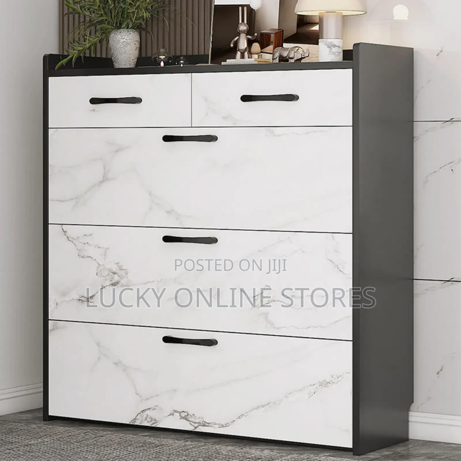 Modern Marble Color 4 Tier Shoe Cabinet