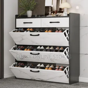 Modern Marble Color 4 Tier Shoe Cabinet
