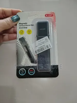 Magnetic Vertical Phone Stand and Grip for Back-of-Phone Attachment.