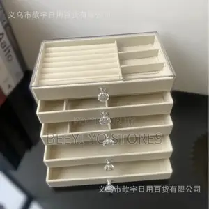 Multi-Tier Velvet Jewelry Box / Makeup Organizer