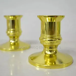 12 PCS Silver-Plated / Metallic Pillar Candle Holders.