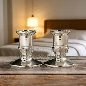 12 PCS Silver-Plated / Metallic Pillar Candle Holders.