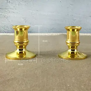 12 PCS Silver-Plated / Metallic Pillar Candle Holders.