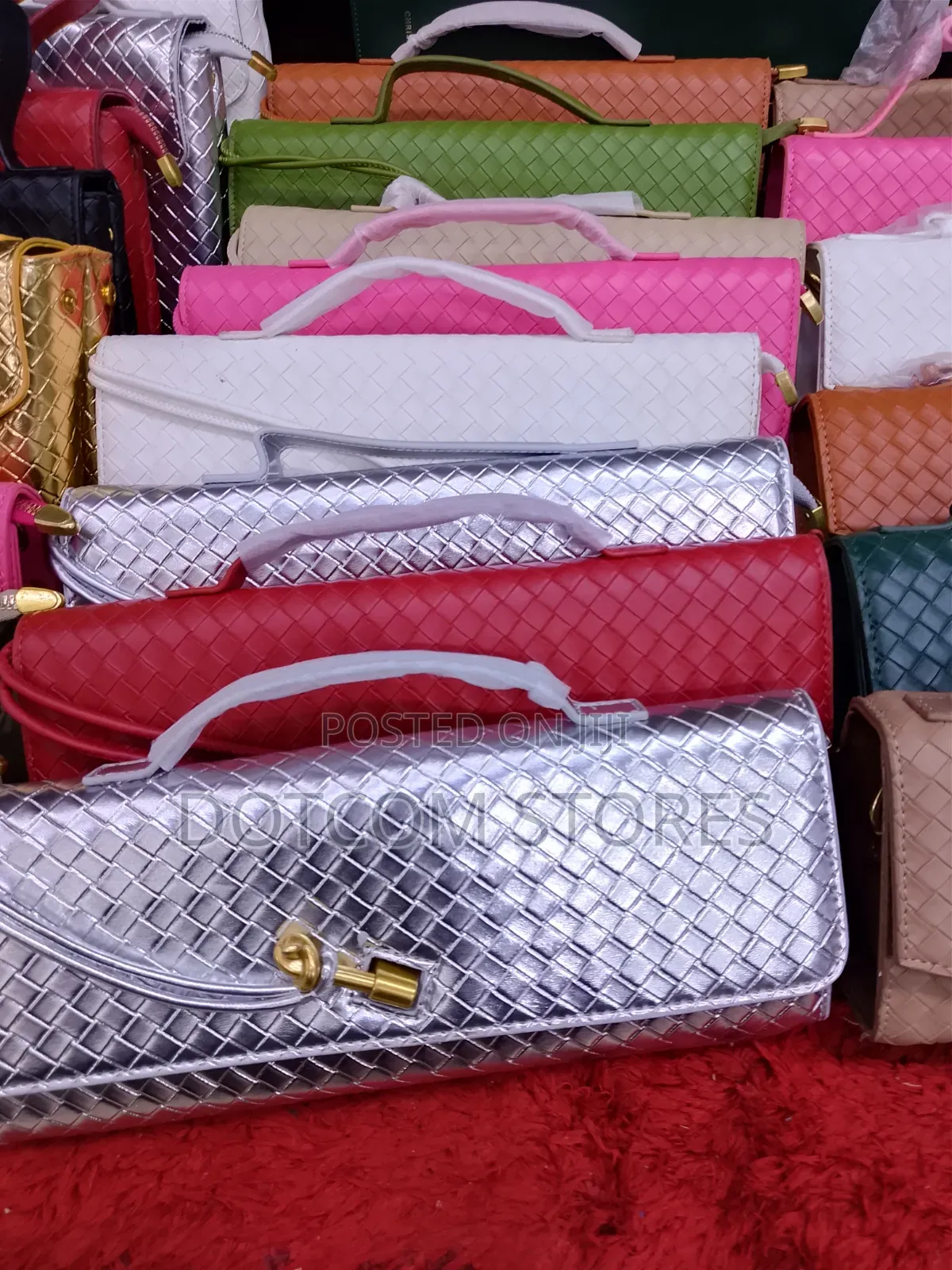 Premium Quality Silver Purse With Top Handle and Shoulder Strap
