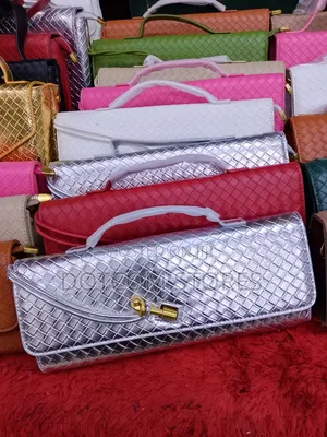 Premium Quality Silver Purse With Top Handle and Shoulder Strap
