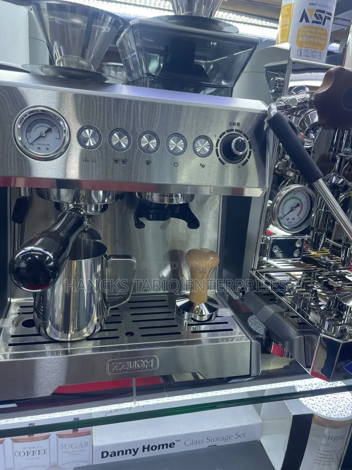 ZZUOM Commercial-Style Espresso Machine With Integrated Grinder.