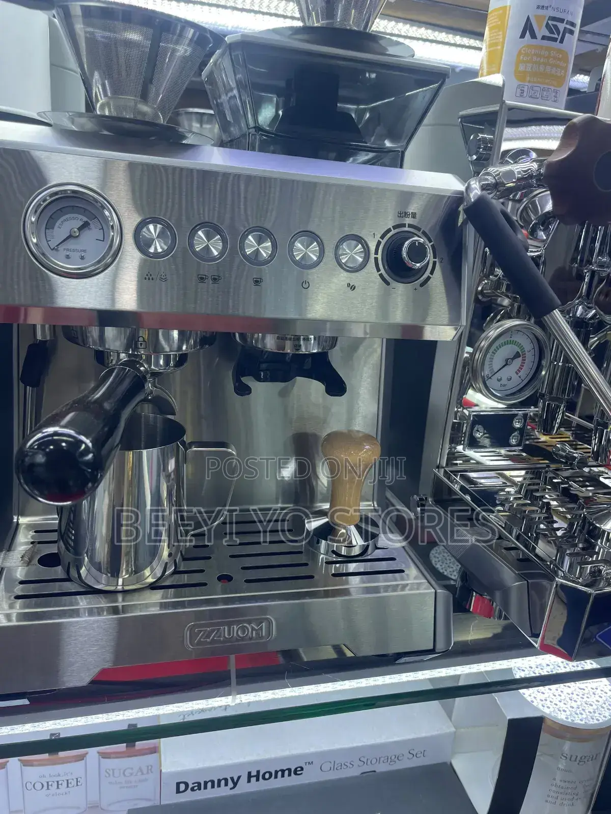 ZZUOM Commercial-Style Espresso Machine With Integrated Grinder.