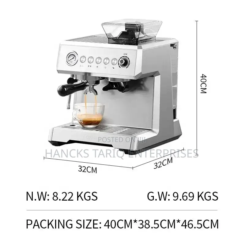 ZZUOM Commercial-Style Espresso Machine With Integrated Grinder.