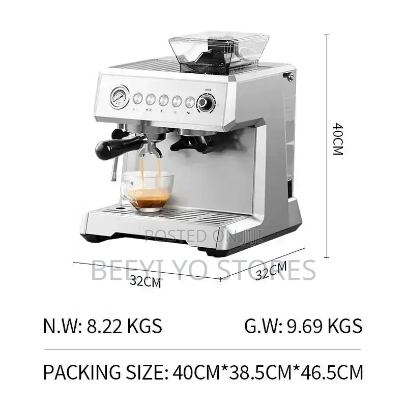 ZZUOM Commercial-Style Espresso Machine With Integrated Grinder.