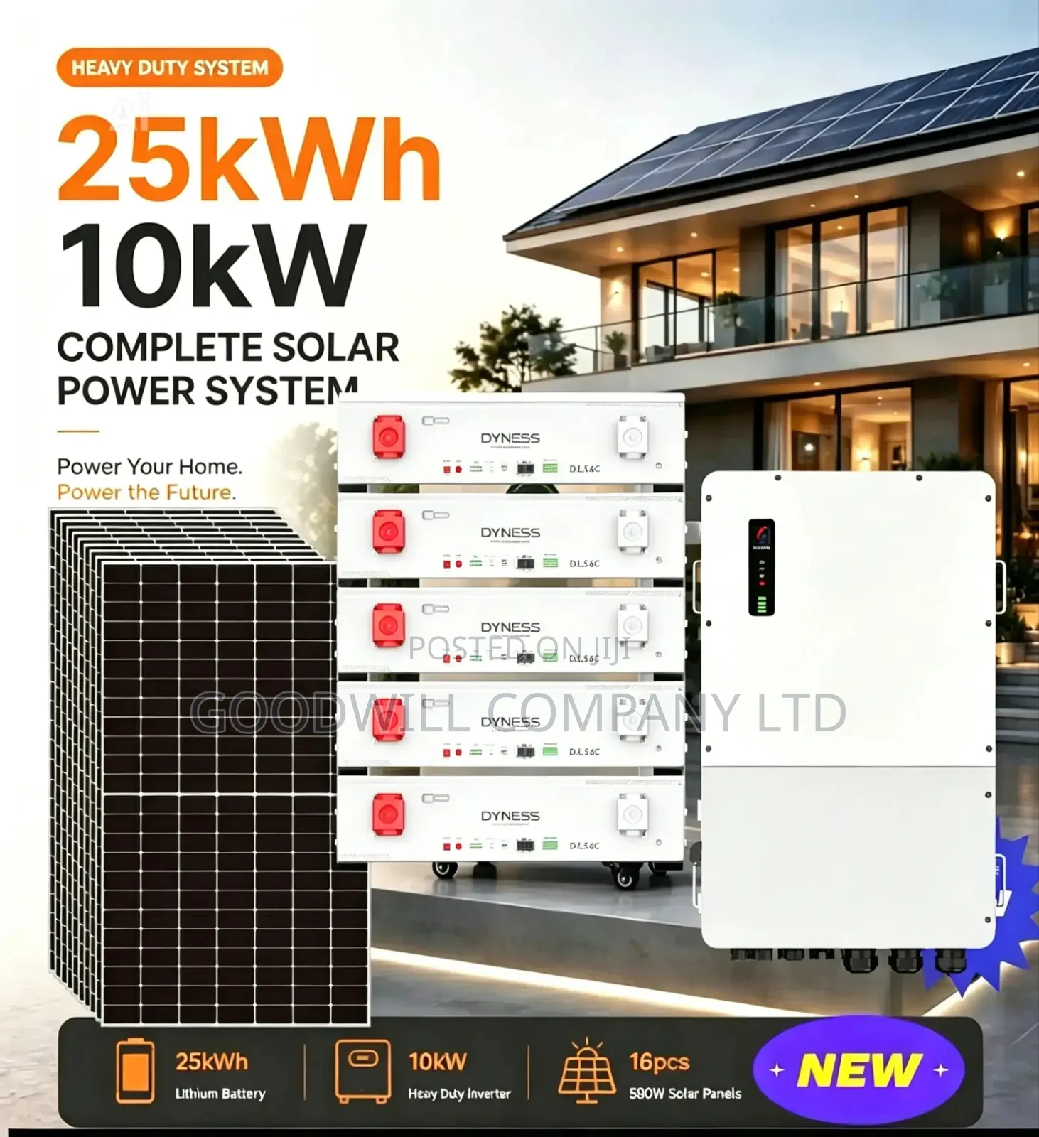 25kwh 10kva Dyness Hybrid Complete Solar System