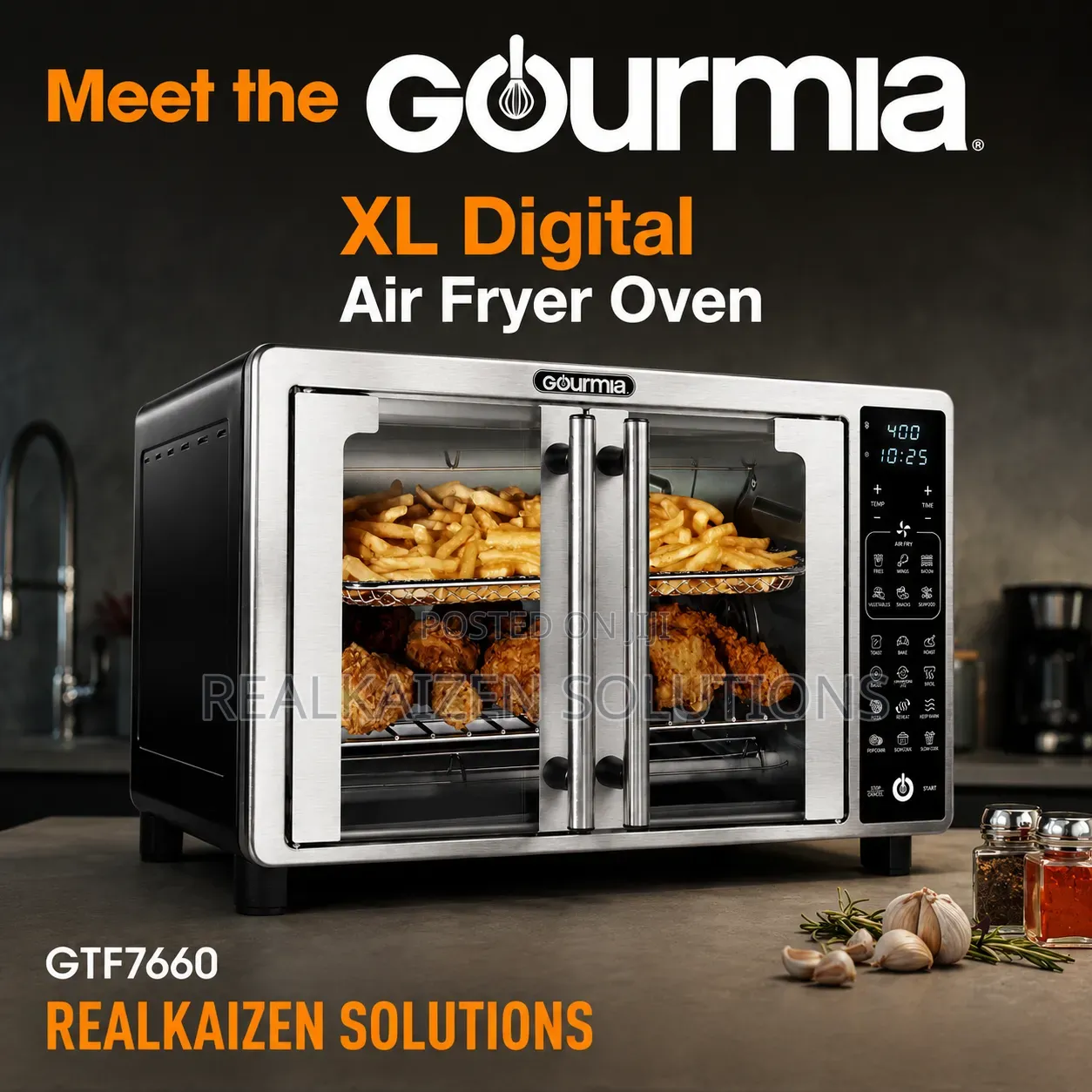 USA GOURMIA 19 in 1 Stainless Steel 24L Digital Oven With Air Fryer