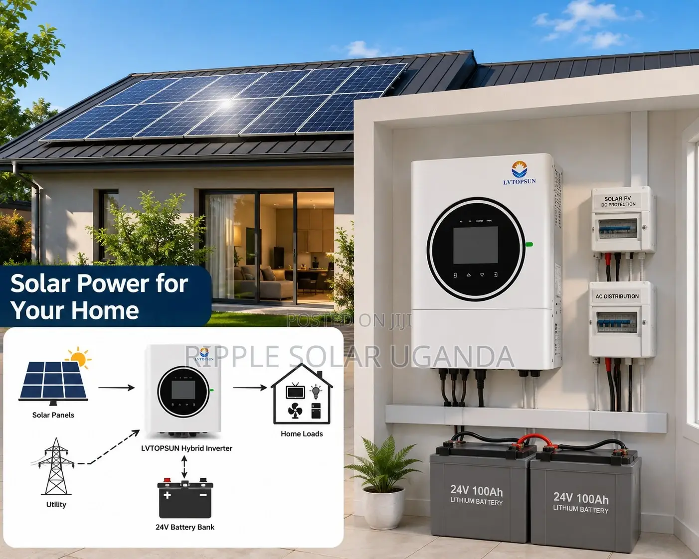 4kw Hybrid Solar Inverter 24v MPPT Off Grid Pure Sine Wave