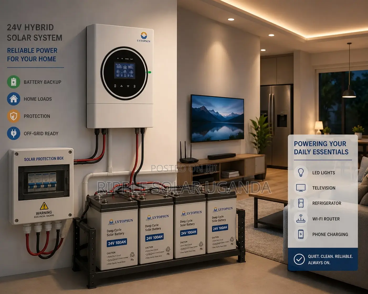 4kw Hybrid Solar Inverter 24v MPPT Off Grid Pure Sine Wave