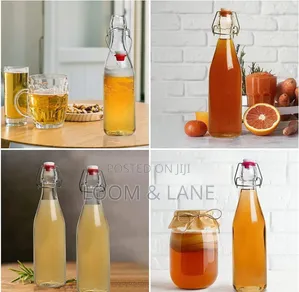Glass Bottle Set With Airtight Flip Cap