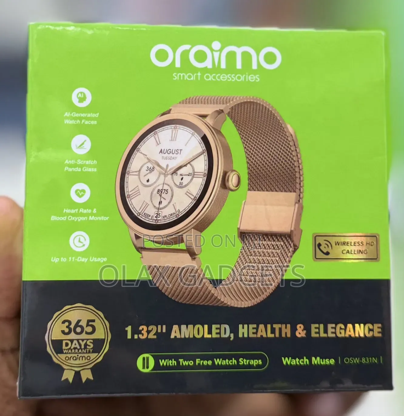 Oraimo Watch Muse OSW-831N Smartwatch - 1.32" AMOLED Bluetooth Call