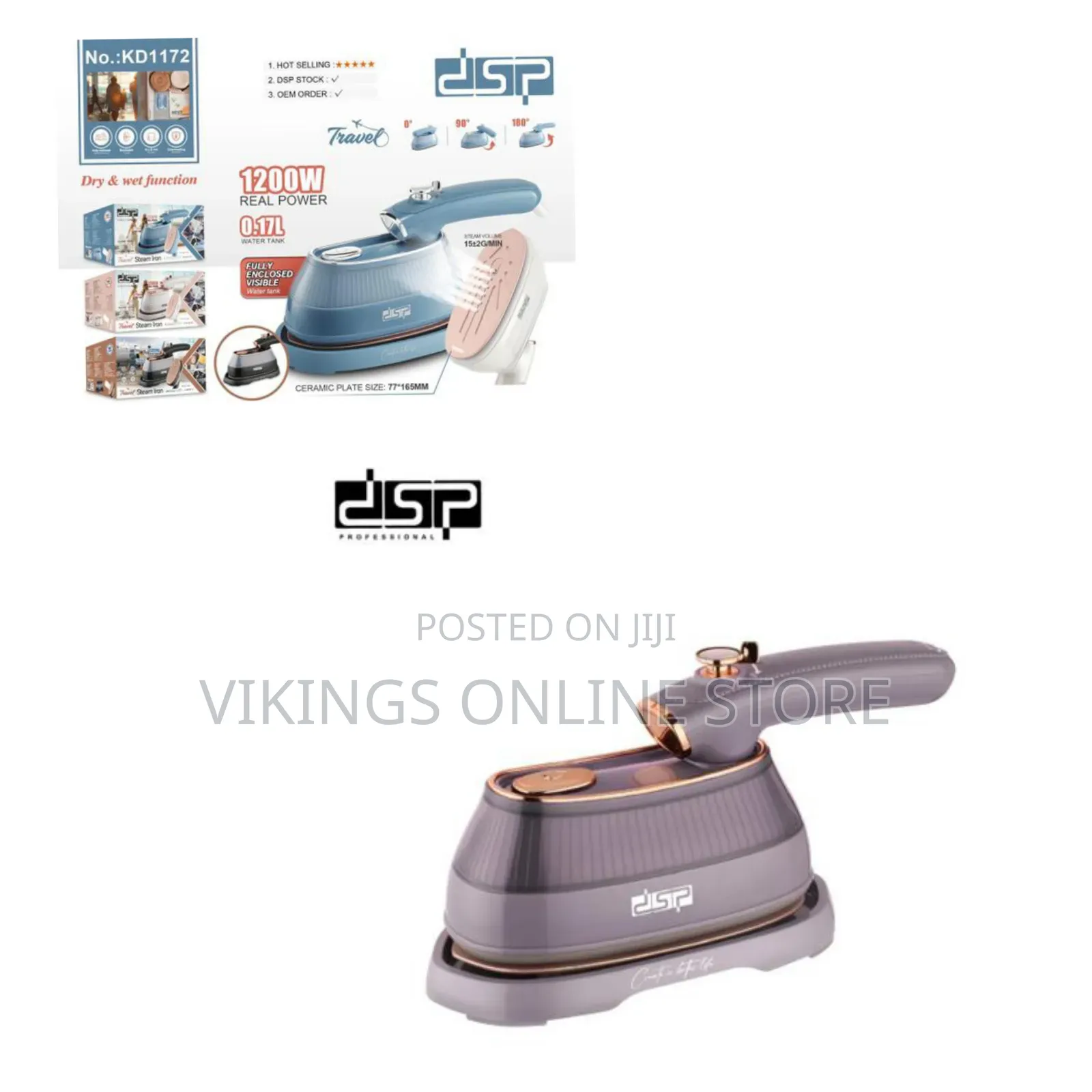 2-in-1 Professional Steam Iron 170ml 1000–1200W of Powerful Handheld