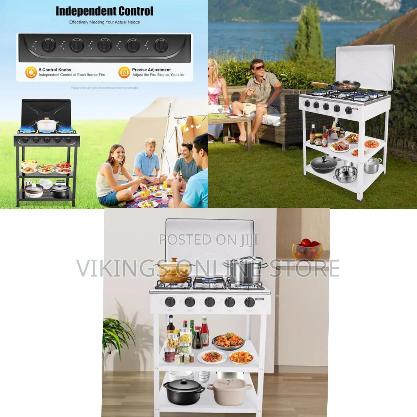 Boma 5 Burner Gas Stove Portable Natural Gas Camping Grill Stove Floor