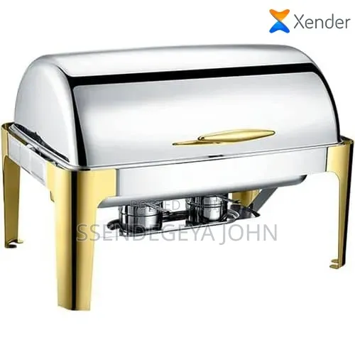 Rectangular Stainless Steel Roll-Top Chafing Dish Buffet Set
