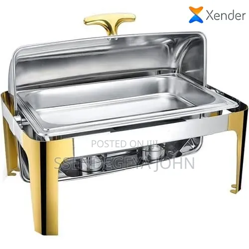 Rectangular Stainless Steel Roll-Top Chafing Dish Buffet Set