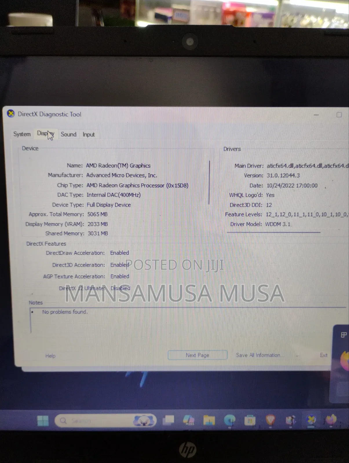 Laptop HP 15 8GB AMD SSD 128GB