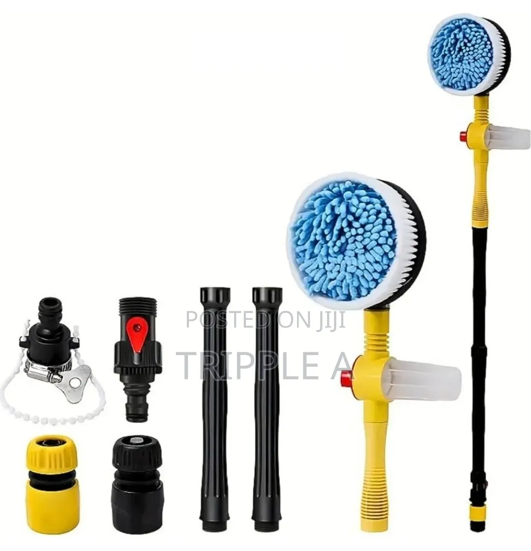 Car Washer Scrabbing With Water Pipe and Soap Dispenser