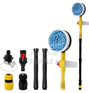Car Washer Scrabbing With Water Pipe and Soap Dispenser