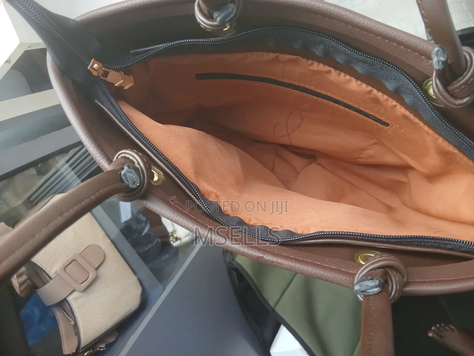Woven Textured Khaki Green Tote Bag