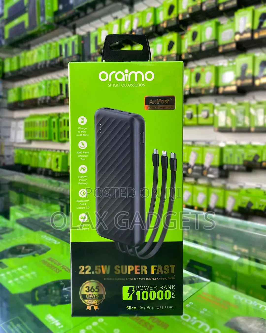 Oraimo Slice Link Pro 10000mAh 22.5W Fast Charging Power Bank (Grey)