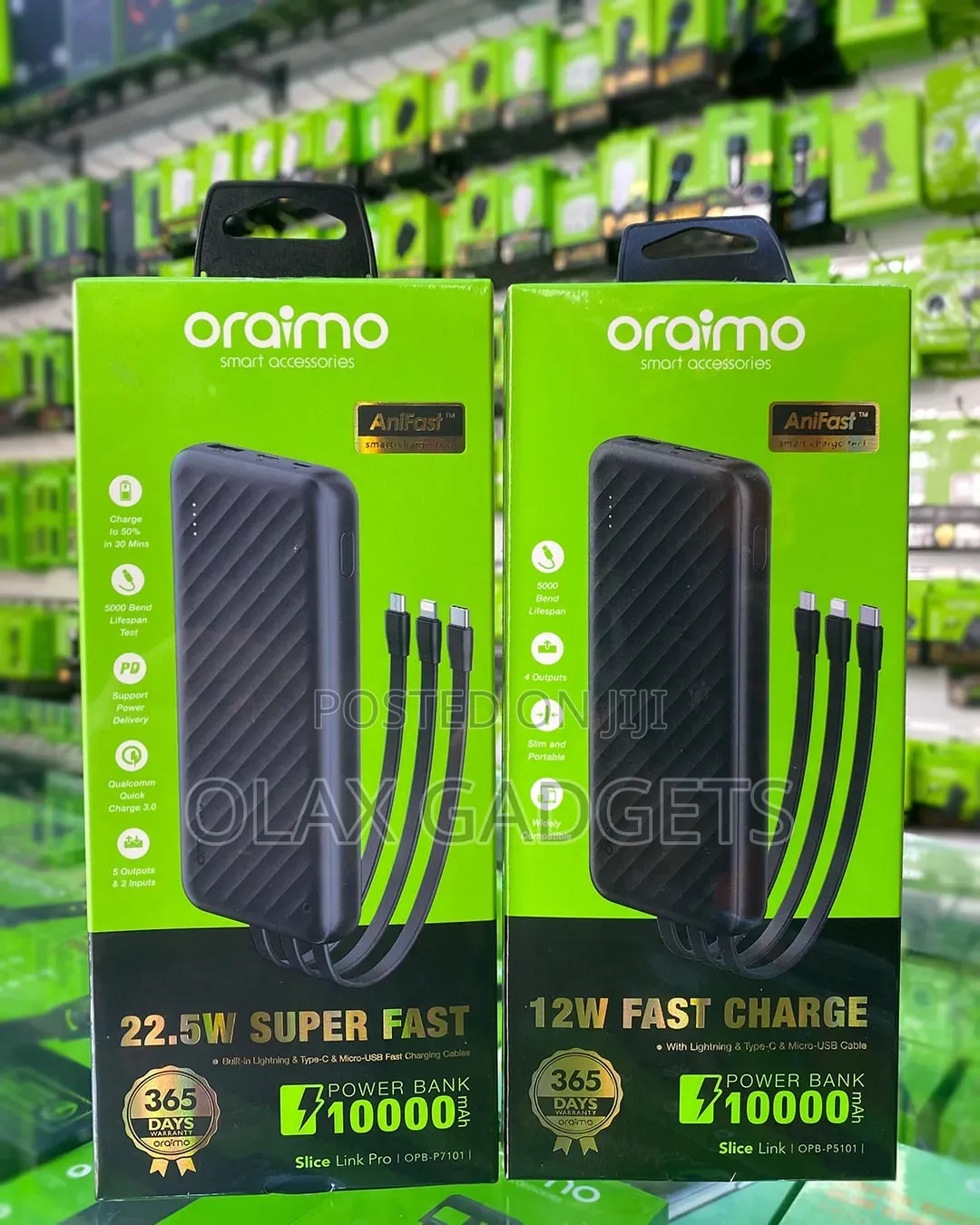 Oraimo Slice Link Pro 10000mAh 22.5W Fast Charging Power Bank (Grey)