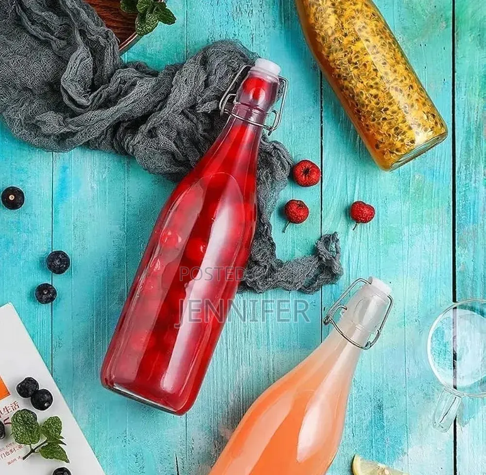 Glass Bottle Set With Airtight Flip Cap