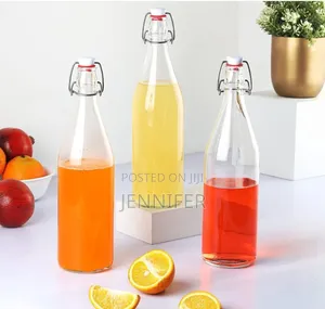 Glass Bottle Set With Airtight Flip Cap