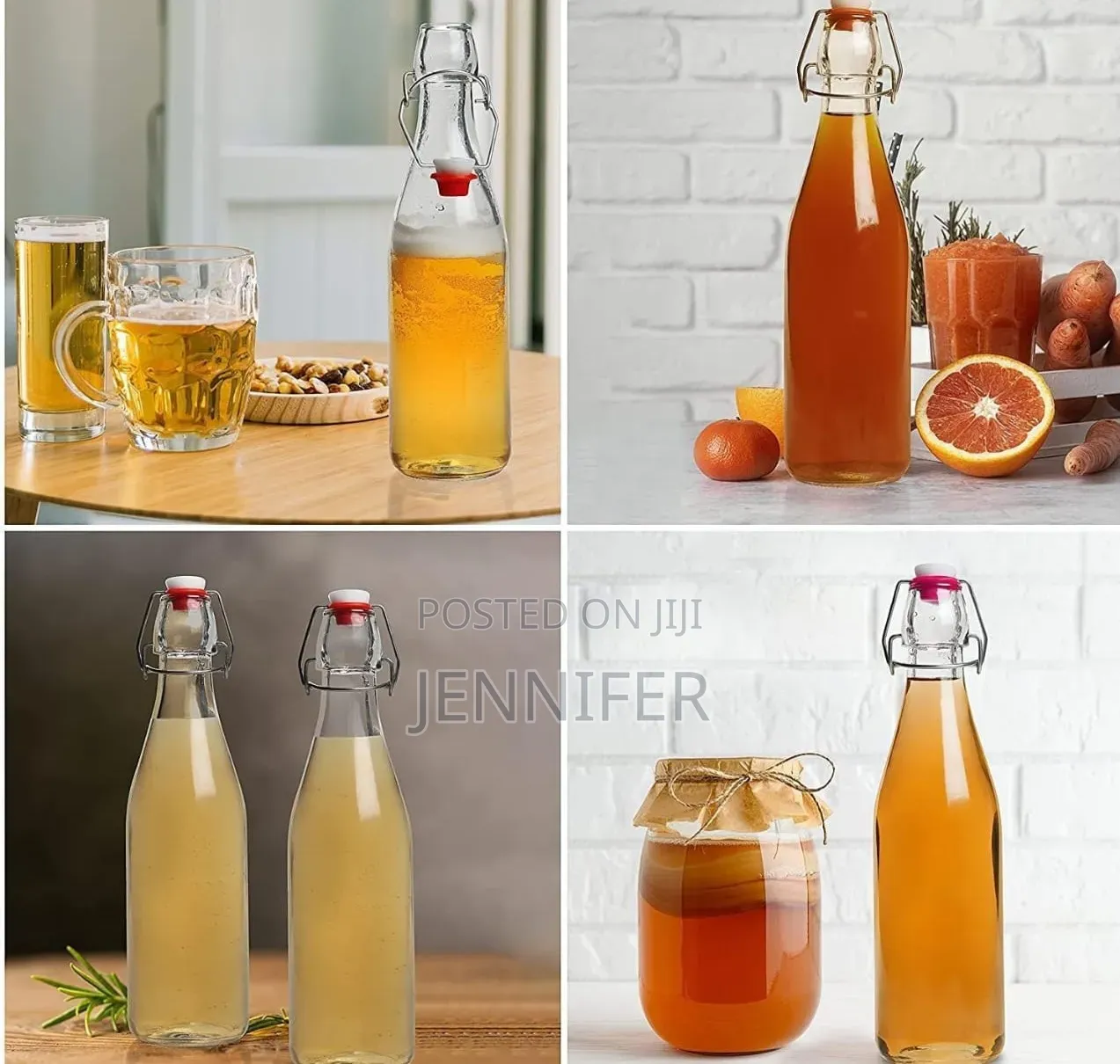 Glass Bottle Set With Airtight Flip Cap