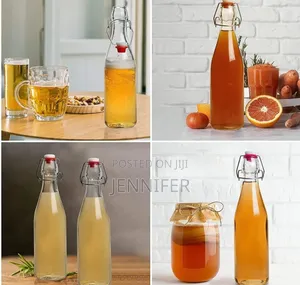 Glass Bottle Set With Airtight Flip Cap