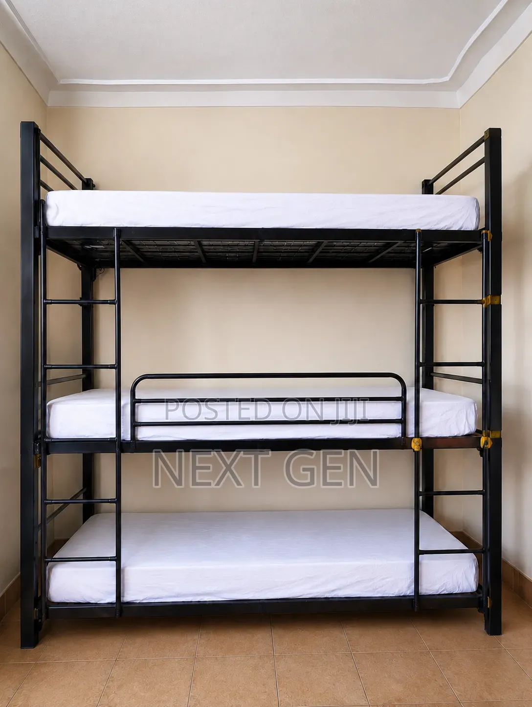Heavy Duty Triple Metal Bunk Bed Frame – Strong Durable