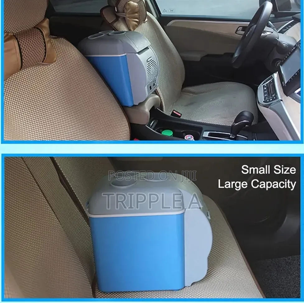 White and Blue Electric Mini Car Refrigerator