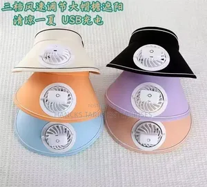 USB Rechargeable Sun Visor With Built-in Electric Fan