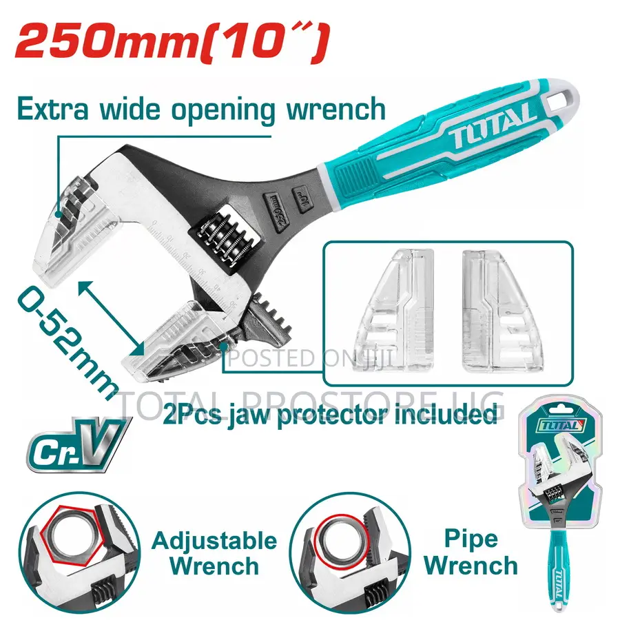 2 IN 1 Adjustable Wrench 250mm (10").