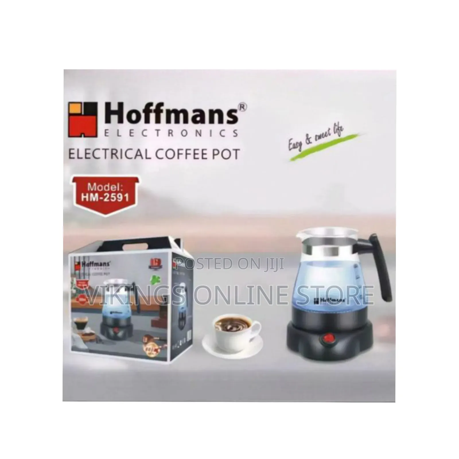 Hoffmans 800ML Grand Electronic Coffee Pot Glass Coffee Maker Kettle