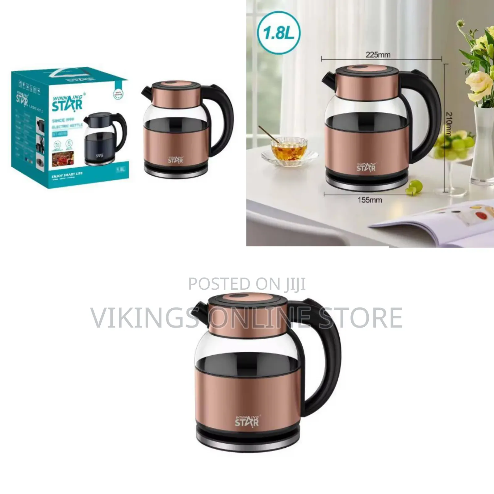 WINNING STAR 1.8 Litres of Water Milk Boiling Cordless Fast