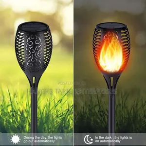 Solar-Powered Flickering Flame Garden Torch Lights.
