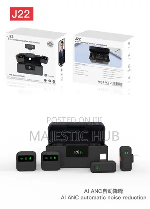 J22 Wireless Lavalier Mic, AI Noise Cancel, Type-C Lightning