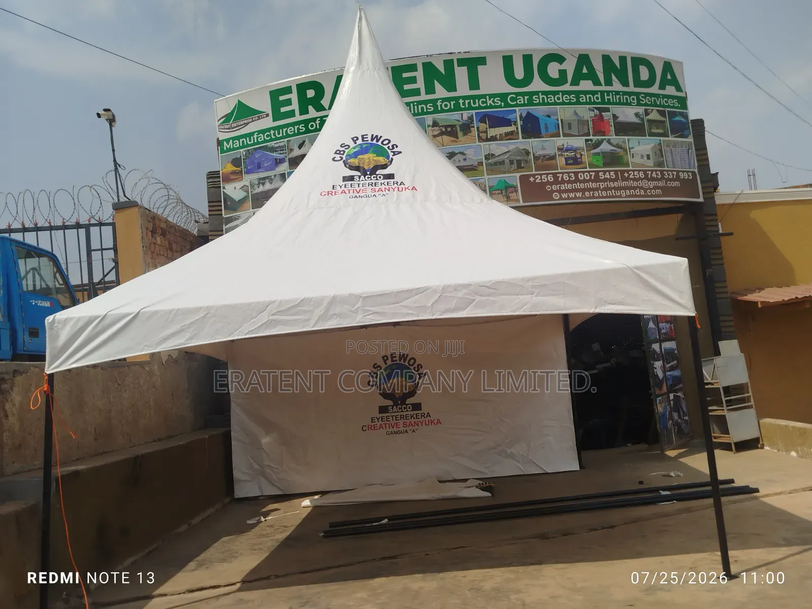 50 Seater Tent Covered One Side Flap With Strong Materials and Pipes.