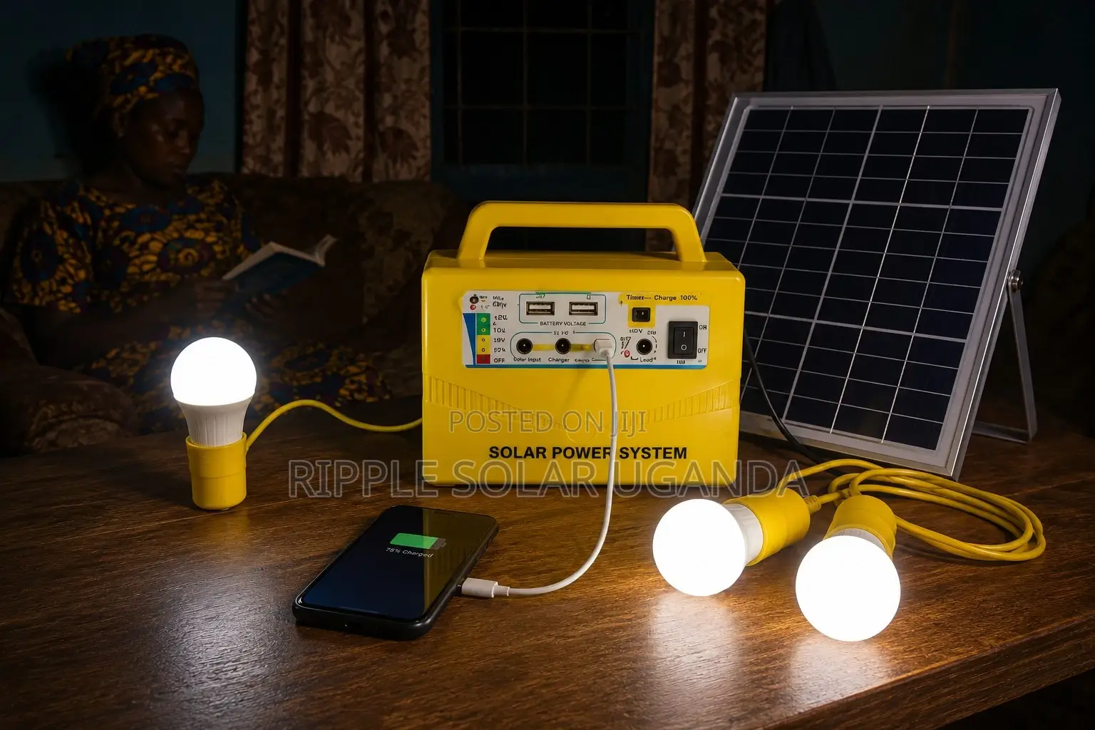 20W Portable Solar Lighting Kit – 3 Bulbs