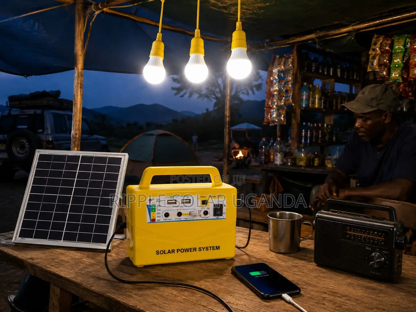 20W Portable Solar Lighting Kit – 3 Bulbs