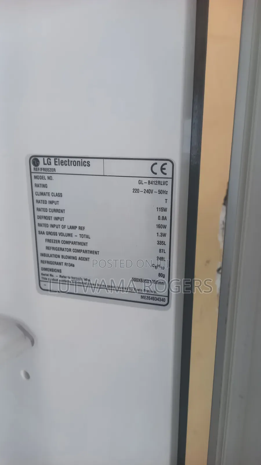 LG Fridge Gl-B412rlvc
