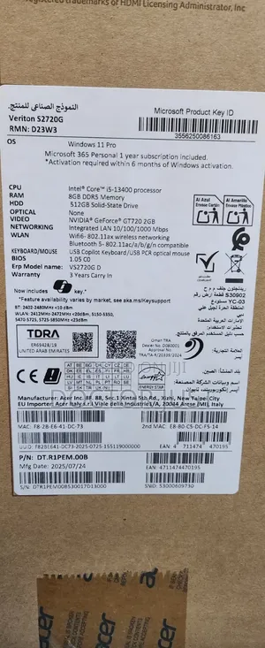 New Desktop Computer Acer Aspire C20-720 8GB Intel Core i5 SSD 512GB